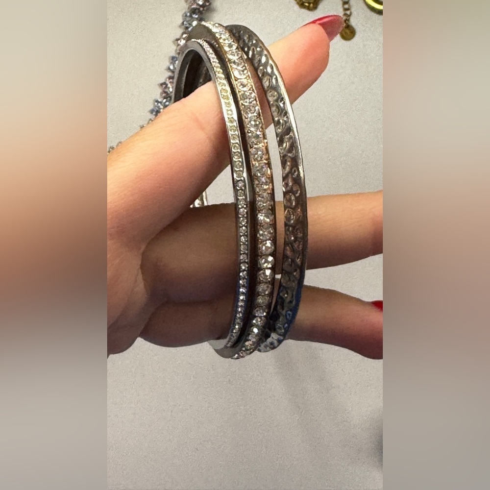 Silver and Black Rhinestone Bangles